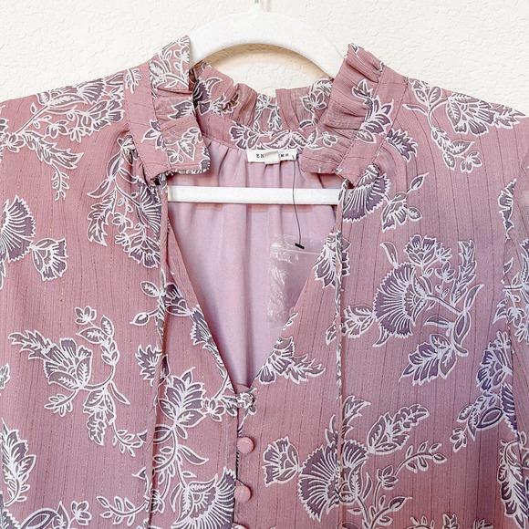 En Creme Button Front Detail Floral Mini Dress - Picture 10 of 13